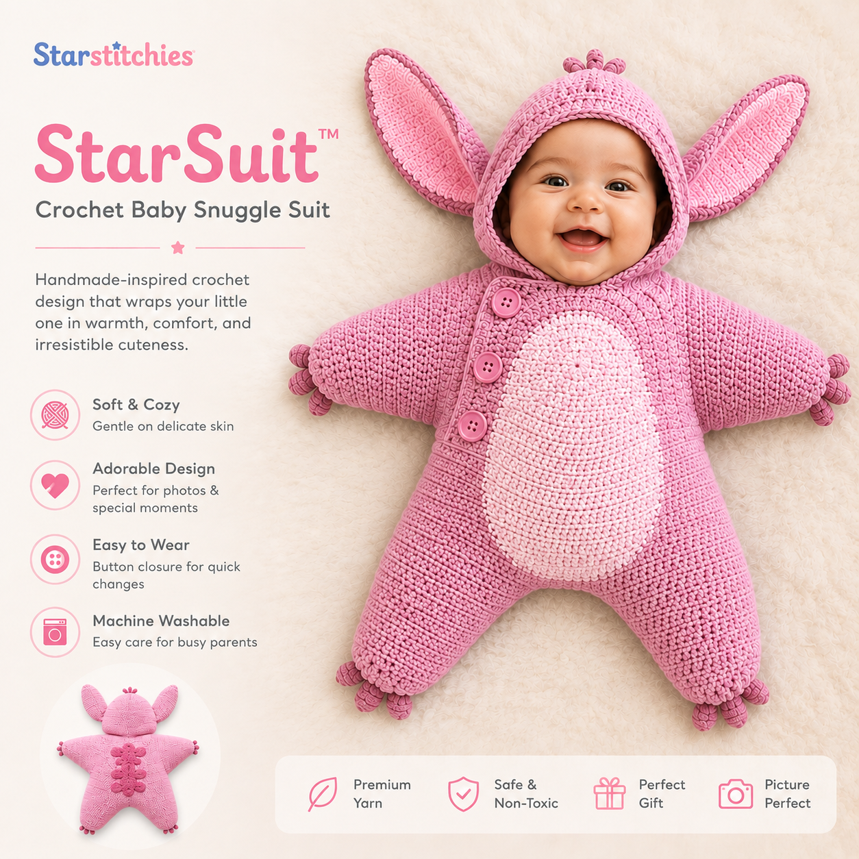 StarSuit™ Crochet Baby Snuggle Suit